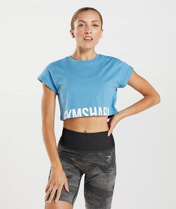 Corp Tops Gymshark Fraction Mujer Azules | CO 2440AHK